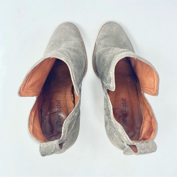 Jeffrey Campbell Rosalee Taupe Snake Embossed Leather Ankle Boots Size 8.5 - Picture 7 of 12